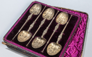 Six Victorian Sterling Silver-gilt Spoons