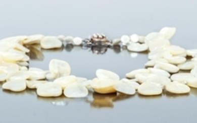 Two-Strand Mother of Pearl Necklace with Sterling Clasp