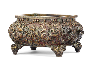 A very rare bronze 'dragon' incense burner