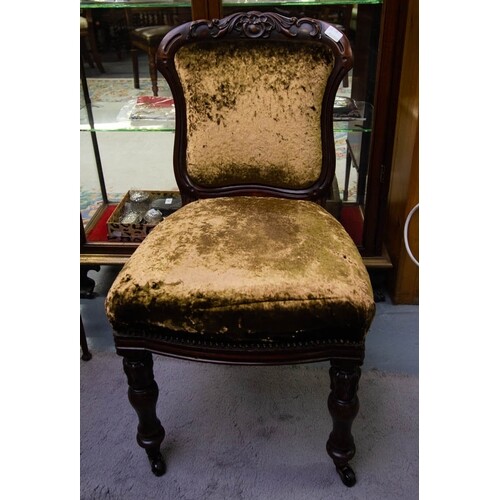 4 QUALITY VICTORIAN MAHOGANY CARVED BACK DINING CHAIRS WITH ...