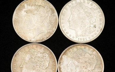 4 US Silver Dollars incl 1904-O Morgan & 1923-D Peace