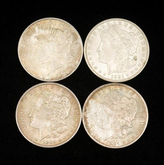 4 US Silver Dollars incl 1904-O Morgan & 1923-D Peace