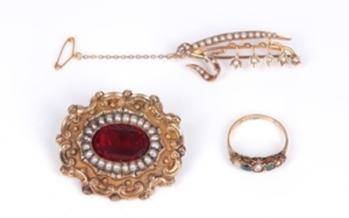 A small group of antique jewellery, including a...