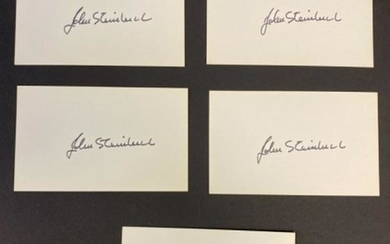 5 Hand Signed Signature Cards by John Steinbeck