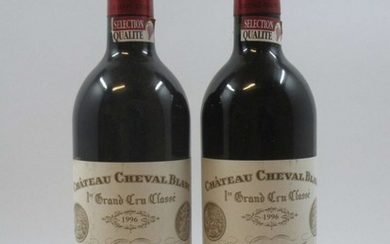 2 bouteilles CHÂTEAU CHEVAL BLANC 1996 1er GCC (A) Saint Emilion (étiquettes léger tachées)