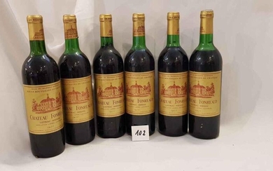 6 bottles château FONREAUD 1975 LISTRAC MEDOC CRU BOURGEOIS. Perfect labels, high shoulder level.