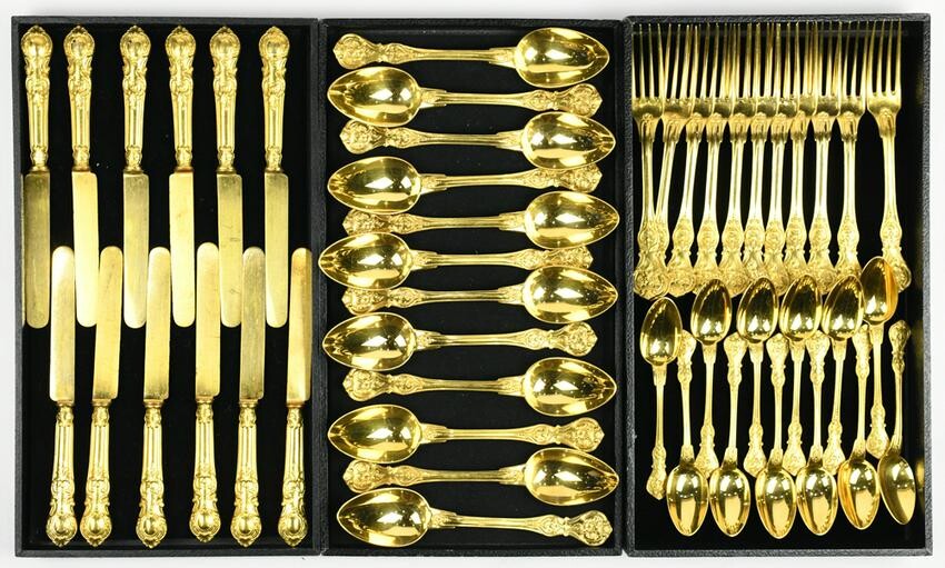 (lot of 48) French Christofle gold plated flatware