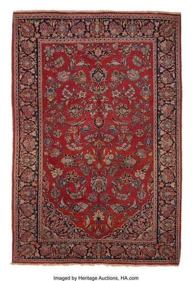 61033: A Kashan Rug, circa 1920 80 x 53 inches (203.2 x