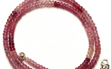 63.00 ct. Natural Pink Sapphire Rondelle Beads Necklace