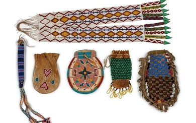 Assorted Plains Beadwork, Group of Six largest bag