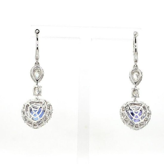 6.53 TCW SI/HI Diamond Tanzanite Dangle Earrings 18kt