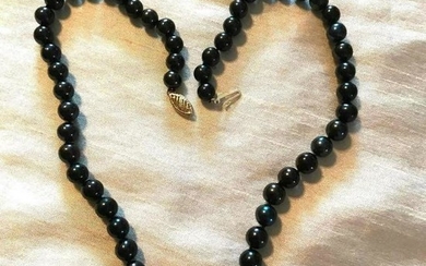 6mm Round Black Cultured Pearls 17" Necklace