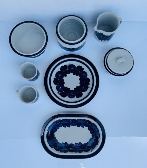 8 Hand Painted Serving Dishes by Ulla Procope, Arabia