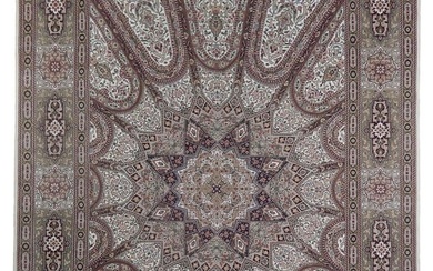 8 x 12 Dark Grey Wool&Silk Sino Isfahan Rug