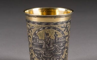 A SILVER-GILT AND NIELLO BEAKER WITH A HARBOUR SCENE