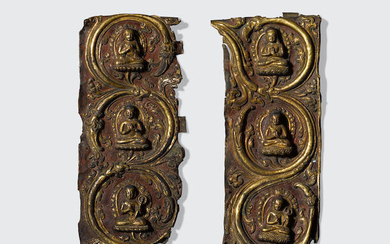 Two gilt copper alloy repoussé plaques