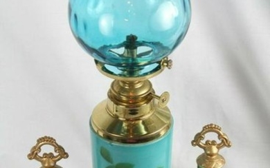 VICTORIAN COUNTER CIGAR LIGHTER LAMP DECORATED BLUE