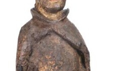 Bishop Saint. Carved and polychromed wooden sculpture.