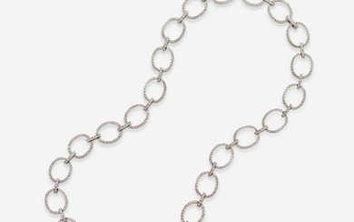 A 14K White Gold and Diamond Necklace