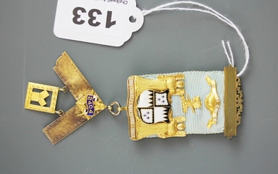 A 15ct gold Masonic medal and additional decorations also marked 15ct.
