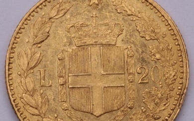 A 22 Carat Gold 1885 Italian 20 Lire Coin (approx wt. 6.45g)