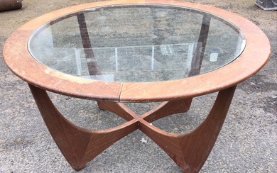 A 70s Gplan teak coffee table with plate glass panel...