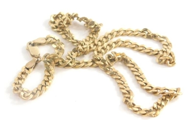 A 9ct gold patterned curb link neck chain, 52cm...