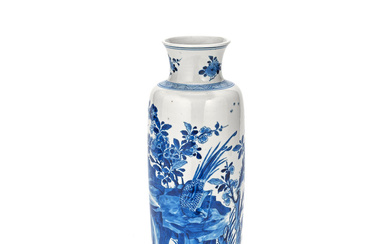 A BLUE AND WHITE ROULEAU VASE Kangxi