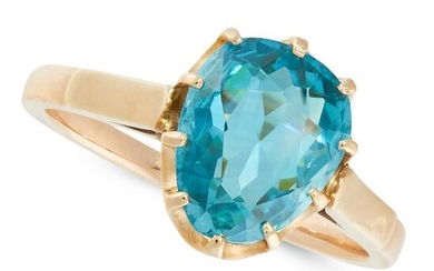 A BLUE ZIRCON AND DIAMOND DRESS RING in high carat