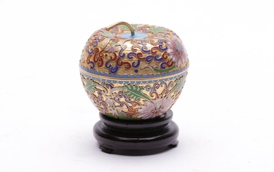 A Chinese Apple Form Opium Box on Stand (H:7cm)