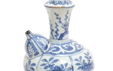A Chinese Kraak Porcelain Kendi, early 17th century, of traditional...