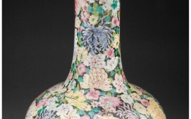 A Chinese Millefleur Enameled Porcelain Vase, Qi