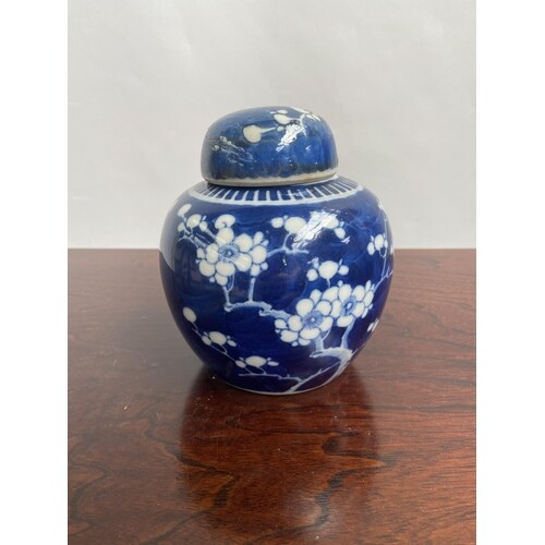 A Chinese blue and white preserve pot with lid, designed wit...