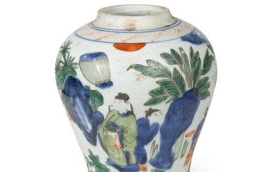 A Chinese wucai porcelain baluster vase, Transitional Period, 17th century