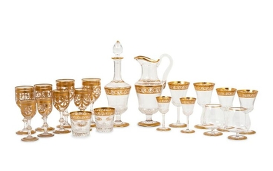 A Collection of St. Louis Gilt Decorated Glass Stemware