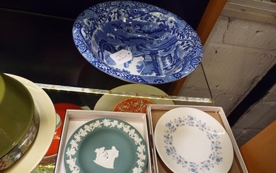 A Copeland Spode blue and white bowl together with a Wedgwoo...