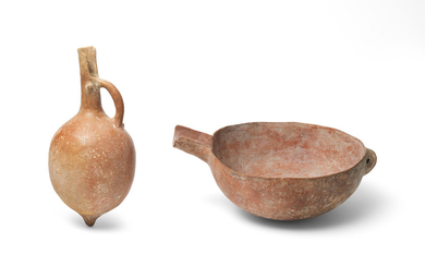 A Cypriot red polished ware bowl and a red polished ware jug