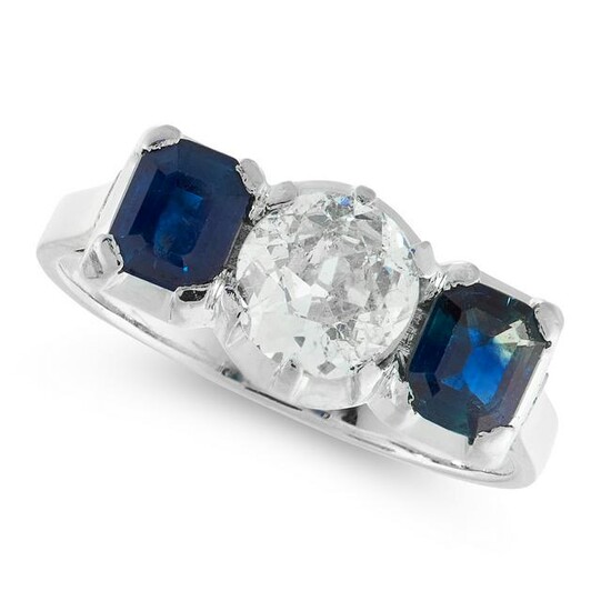A DIAMOND AND SAPPHIRE DRESS RING in 18ct white gold