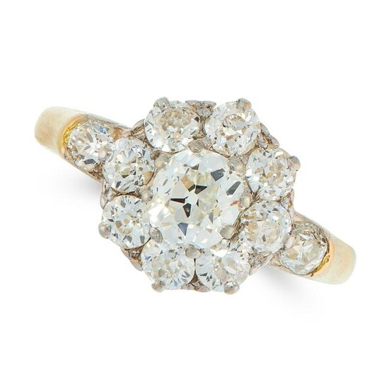 A DIAMOND CLUSTER DRESS RING in 18ct yellow gold, set