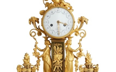 A Directoire Gilt Bronze Mantel Clock, Circa 1795