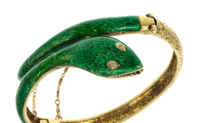 A Enamel Snake Bracelet in 18K Yellow Gold