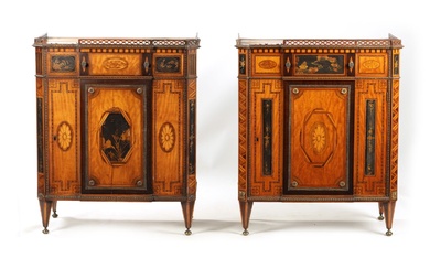 A FINE PAIR OF 18TH CENTURY CONTINENTAL SATINWOOD AND...