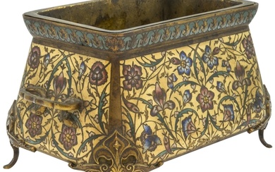 A FRENCH 'JAPONESQUE' CHAMPLEVE ENAMEL AND GILT-BRONZE JARDI...
