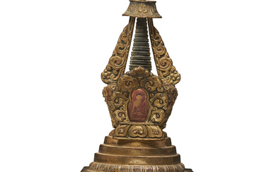 A GILT-BRONZE STUPA MONGOLIA, DOLONNOR STYLE, LATE 18TH EARLY-19TH CENTURY