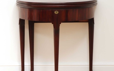 A George II mahogany triple fold-over demilune side table