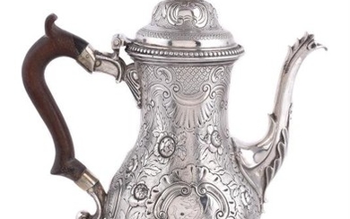 A George III silver baluster coffee pot probably by John Scofield