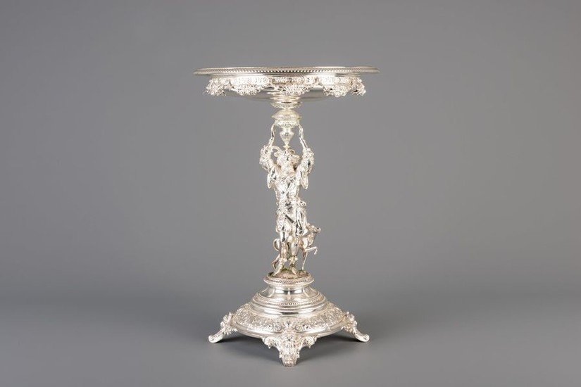 A German silver figural centerpiece with a noblema…
