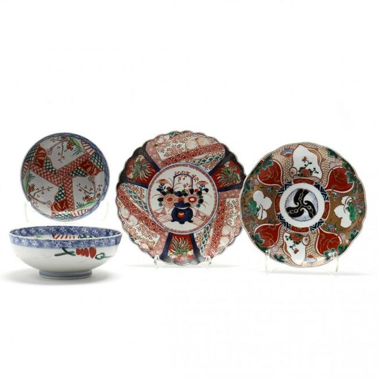 A Group of Antique Japanese Imari Bowls and Plates