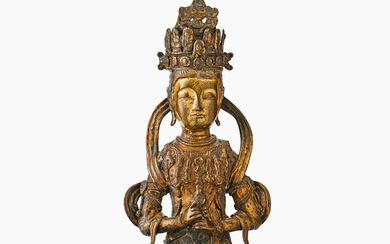 A Korean Gilt Bronze Figure of a Bodhisattva