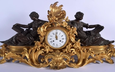 A LARGE MID 19TH CENTURY FRENCH ORMOLU AND BRONZE